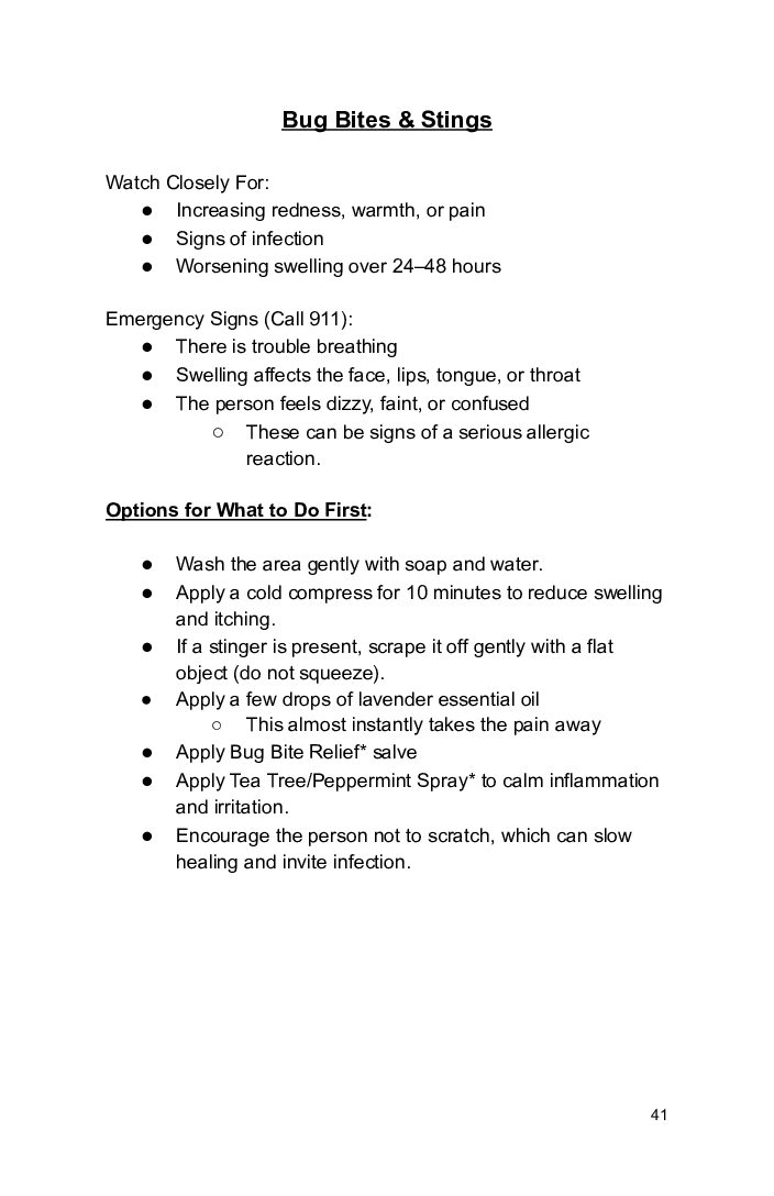 Herbal First Aid Bites and Stings Section